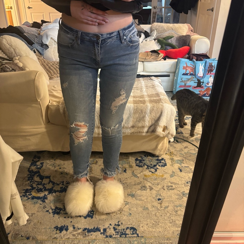 Light Blue Distressed Skinny Jeans